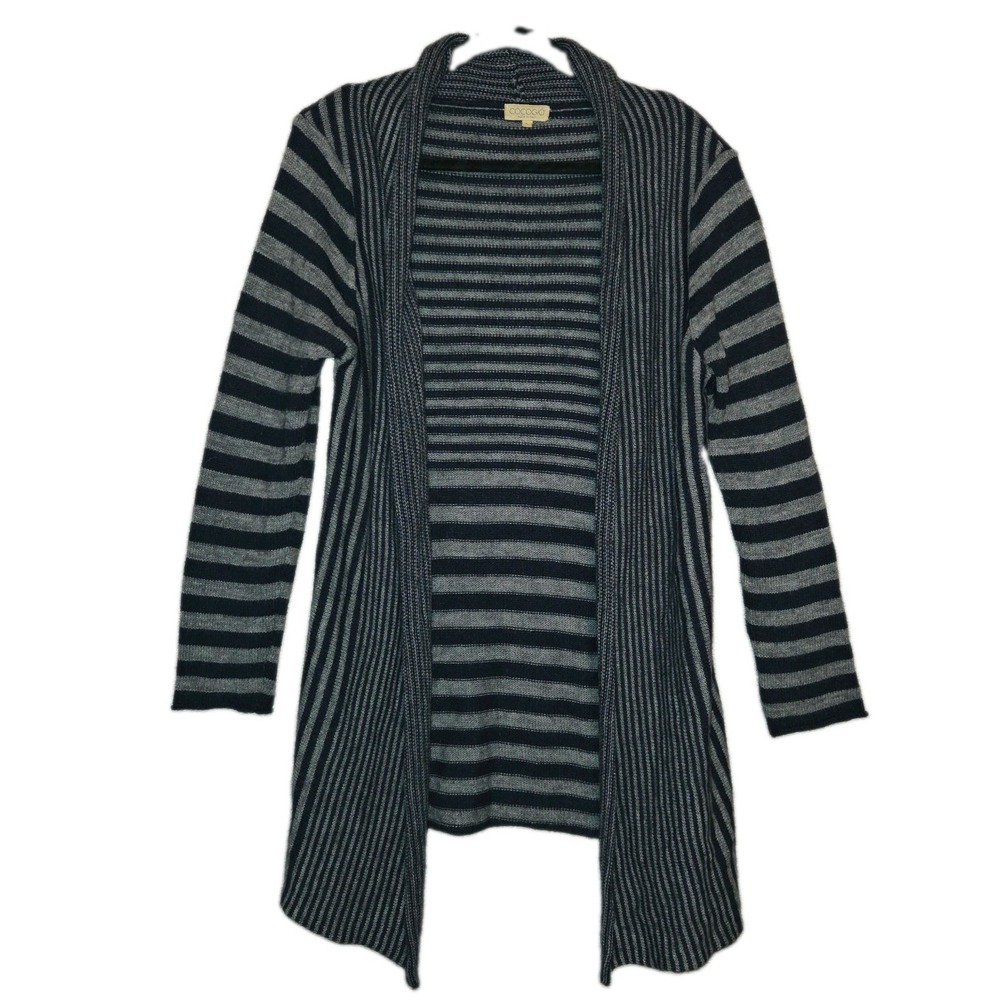 Cocogio Cardigan Women's Large Blue Gray Made In Italy Alpaca Wool Blend Striped